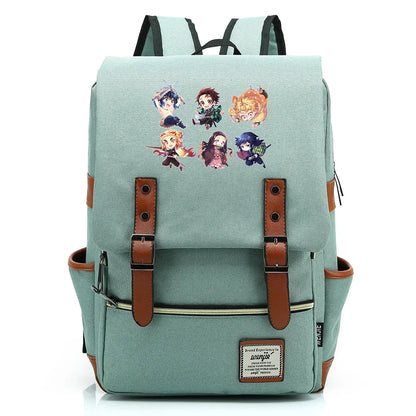2021 Demon Slayer Prints Boy Girl Student School Book Bags Teenagers Schoolbags Canvas Women Bagpack Men Belt Travel Backpack