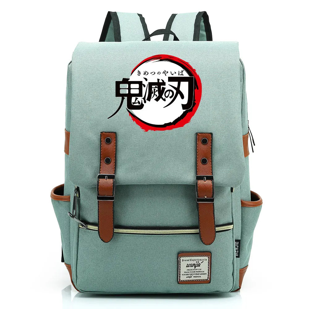 2021 Demon Slayer Prints Boy Girl Student School Book Bags Teenagers Schoolbags Canvas Women Bagpack Men Belt Travel Backpack