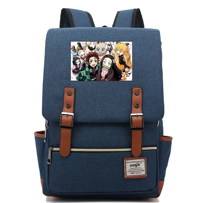2021 Demon Slayer Prints Boy Girl Student School Book Bags Teenagers Schoolbags Canvas Women Bagpack Men Belt Travel Backpack
