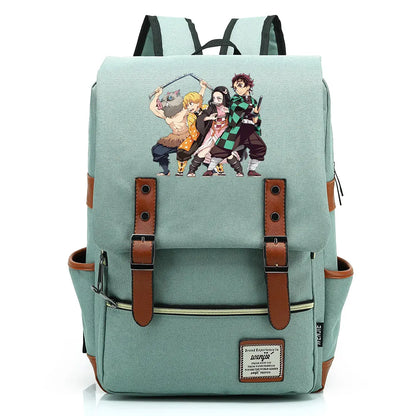 2021 Demon Slayer Prints Boy Girl Student School Book Bags Teenagers Schoolbags Canvas Women Bagpack Men Belt Travel Backpack