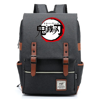 2021 Demon Slayer Prints Boy Girl Student School Book Bags Teenagers Schoolbags Canvas Women Bagpack Men Belt Travel Backpack