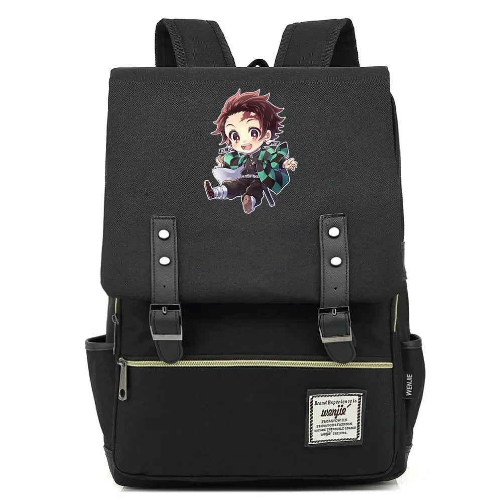 2021 Demon Slayer Prints Boy Girl Student School Book Bags Teenagers Schoolbags Canvas Women Bagpack Men Belt Travel Backpack
