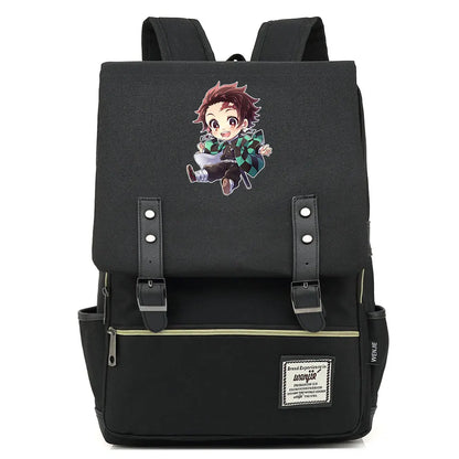 2021 Demon Slayer Prints Boy Girl Student School Book Bags Teenagers Schoolbags Canvas Women Bagpack Men Belt Travel Backpack