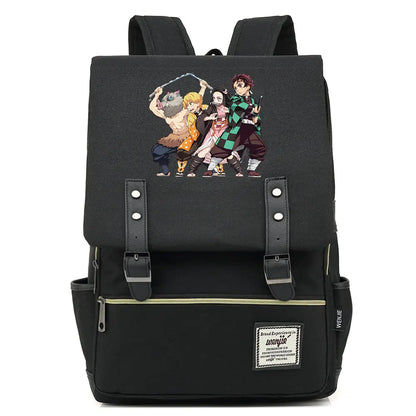 2021 Demon Slayer Prints Boy Girl Student School Book Bags Teenagers Schoolbags Canvas Women Bagpack Men Belt Travel Backpack