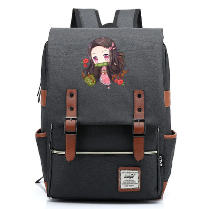 2021 Demon Slayer Prints Boy Girl Student School Book Bags Teenagers Schoolbags Canvas Women Bagpack Men Belt Travel Backpack
