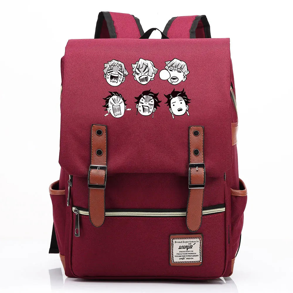 2021 Demon Slayer Prints Boy Girl Student School Book Bags Teenagers Schoolbags Canvas Women Bagpack Men Belt Travel Backpack