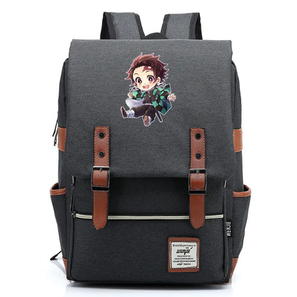 2021 Demon Slayer Prints Boy Girl Student School Book Bags Teenagers Schoolbags Canvas Women Bagpack Men Belt Travel Backpack