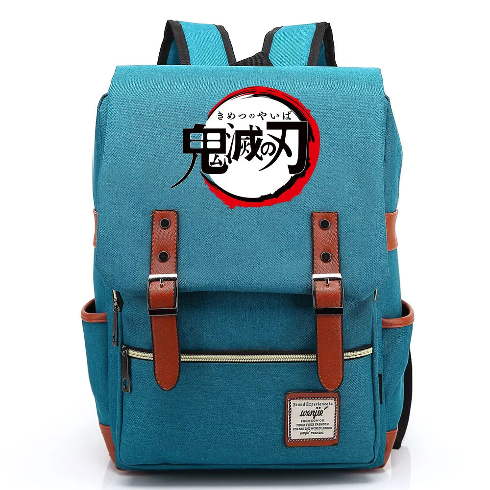2021 Demon Slayer Prints Boy Girl Student School Book Bags Teenagers Schoolbags Canvas Women Bagpack Men Belt Travel Backpack