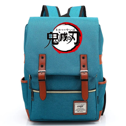 2021 Demon Slayer Prints Boy Girl Student School Book Bags Teenagers Schoolbags Canvas Women Bagpack Men Belt Travel Backpack