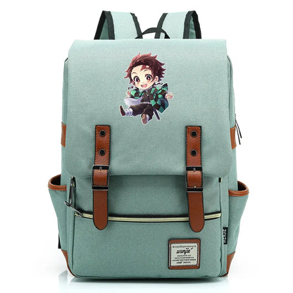2021 Demon Slayer Prints Boy Girl Student School Book Bags Teenagers Schoolbags Canvas Women Bagpack Men Belt Travel Backpack