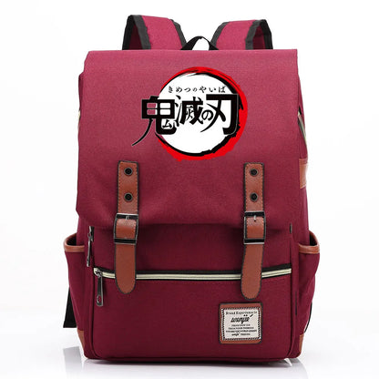 2021 Demon Slayer Prints Boy Girl Student School Book Bags Teenagers Schoolbags Canvas Women Bagpack Men Belt Travel Backpack