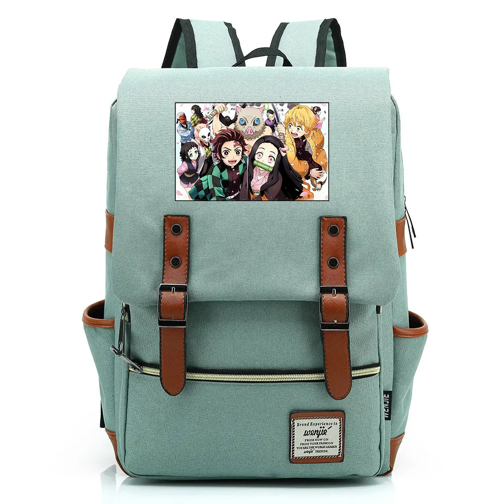 2021 Demon Slayer Prints Boy Girl Student School Book Bags Teenagers Schoolbags Canvas Women Bagpack Men Belt Travel Backpack