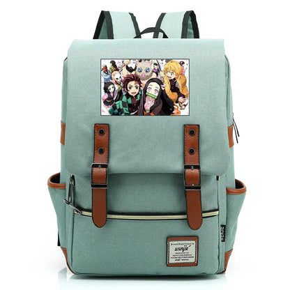2021 Demon Slayer Prints Boy Girl Student School Book Bags Teenagers Schoolbags Canvas Women Bagpack Men Belt Travel Backpack