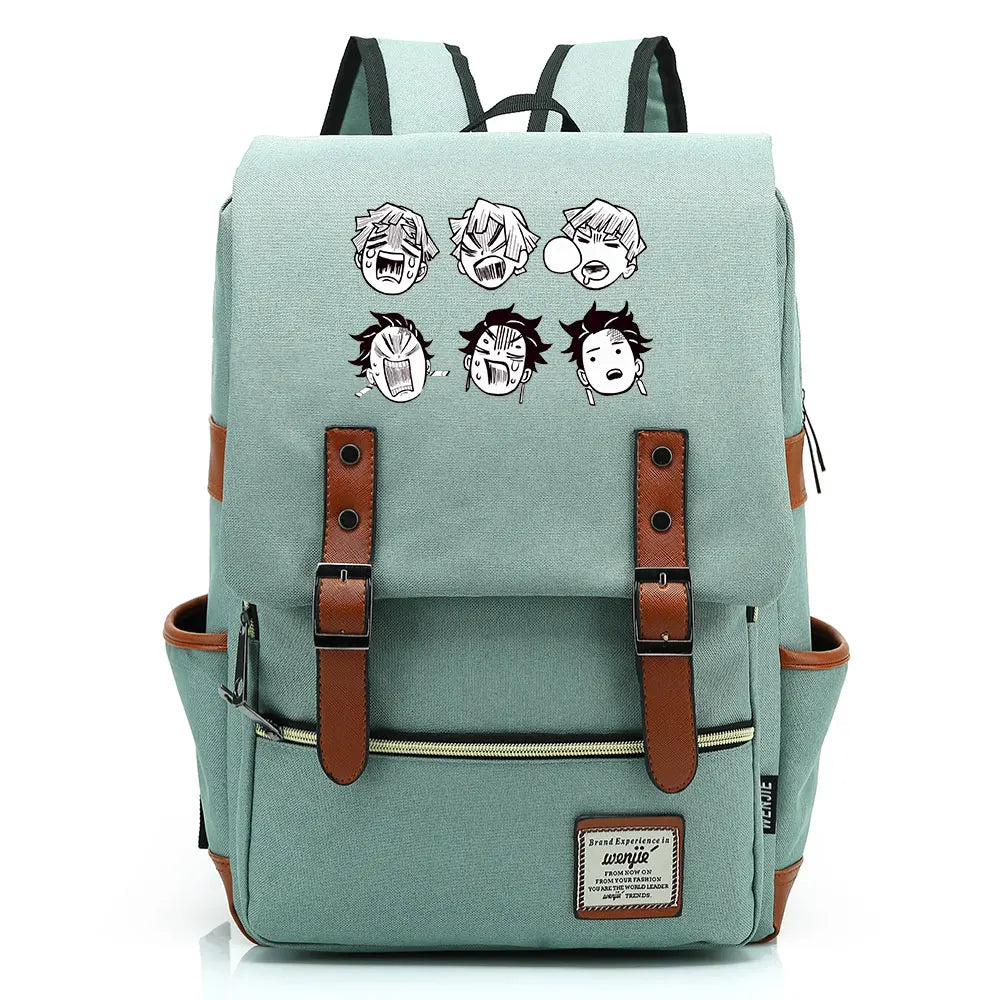 2021 Demon Slayer Prints Boy Girl Student School Book Bags Teenagers Schoolbags Canvas Women Bagpack Men Belt Travel Backpack