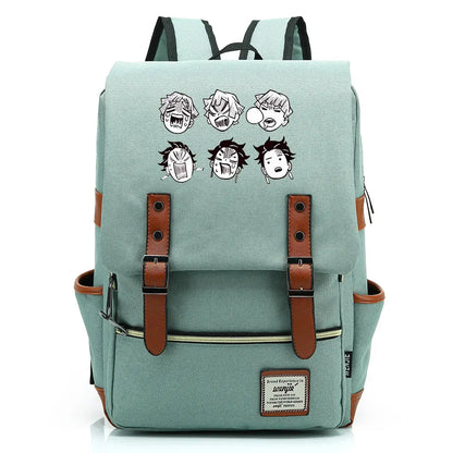 2021 Demon Slayer Prints Boy Girl Student School Book Bags Teenagers Schoolbags Canvas Women Bagpack Men Belt Travel Backpack