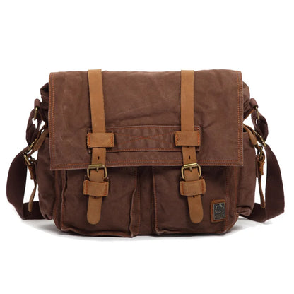 2021 Fashion Vintage Leather Canvas Women's Men's Messenger Bag Cotton Canvas Crossbody Bag Men Shoulder Bag Sling Casual Bag
