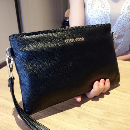 2021 Genuine Leather Wallets For Women Clutch Bag Designer Luxury Purse Handbag Shoulder Bags Crossbody Black Soft Cowhide