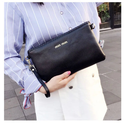 2021 Genuine Leather Wallets For Women Clutch Bag Designer Luxury Purse Handbag Shoulder Bags Crossbody Black Soft Cowhide