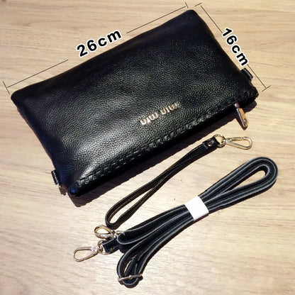 2021 Genuine Leather Wallets For Women Clutch Bag Designer Luxury Purse Handbag Shoulder Bags Crossbody Black Soft Cowhide