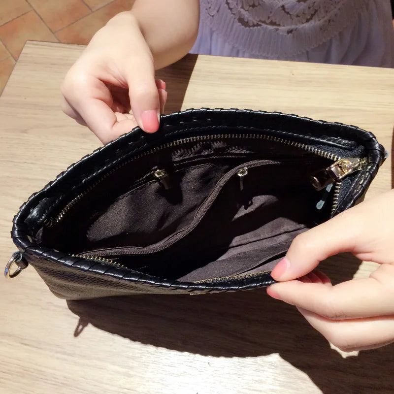 2021 Genuine Leather Wallets For Women Clutch Bag Designer Luxury Purse Handbag Shoulder Bags Crossbody Black Soft Cowhide