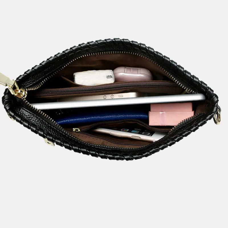 2021 Genuine Leather Wallets For Women Clutch Bag Designer Luxury Purse Handbag Shoulder Bags Crossbody Black Soft Cowhide