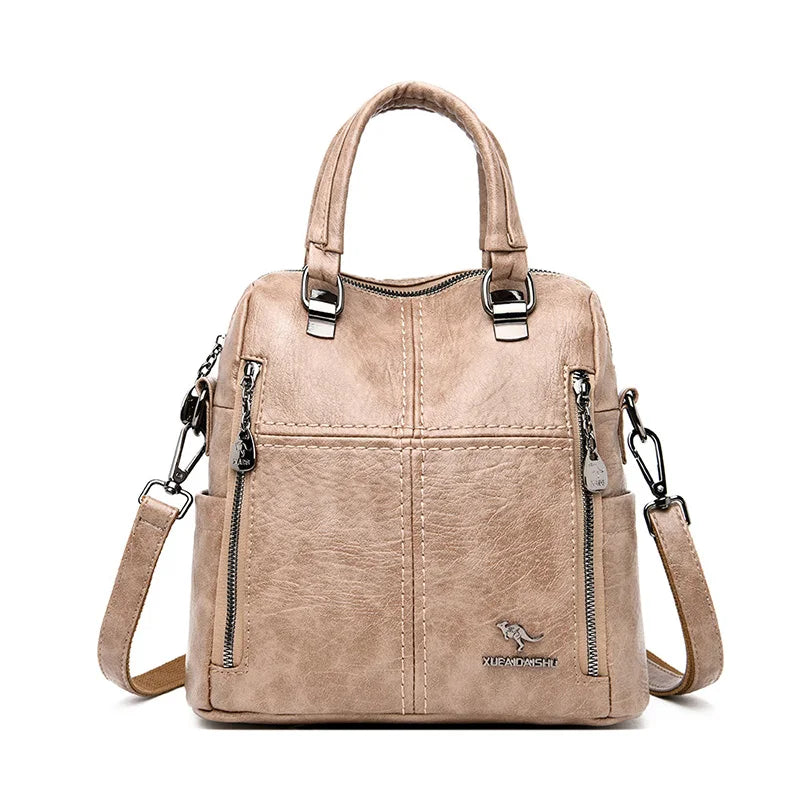 2021 Hot High Quality Leather Backpack Women Shoulder Bags Multifunction Travel Backpack School Bags for Girls Bagpack Mochila