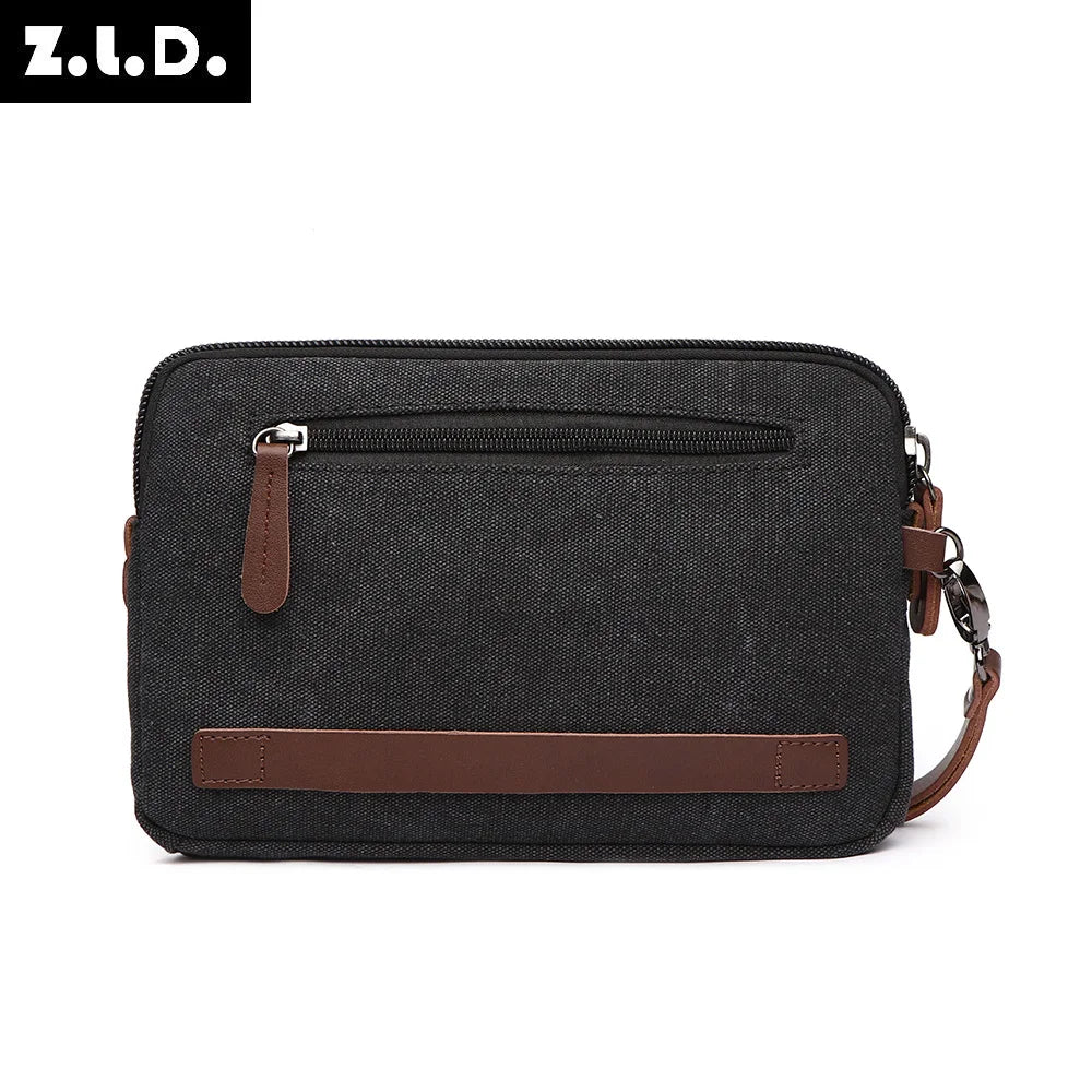 2021 Man Canvas Bag Top Quality Men's Wallet Coin Purse Multi-function Male Handbag Mobile Phone Bag Large Capacity Clutches
