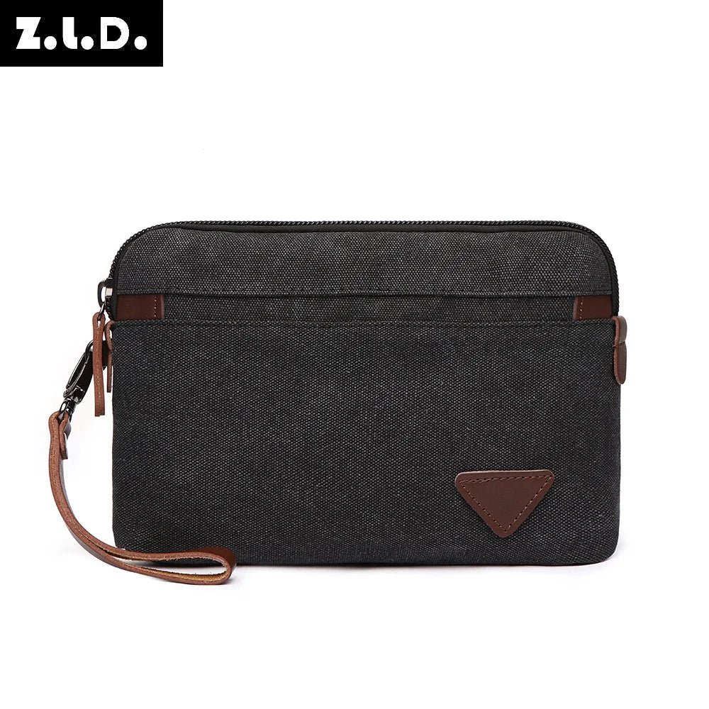 2021 Man Canvas Bag Top Quality Men's Wallet Coin Purse Multi-function Male Handbag Mobile Phone Bag Large Capacity Clutches