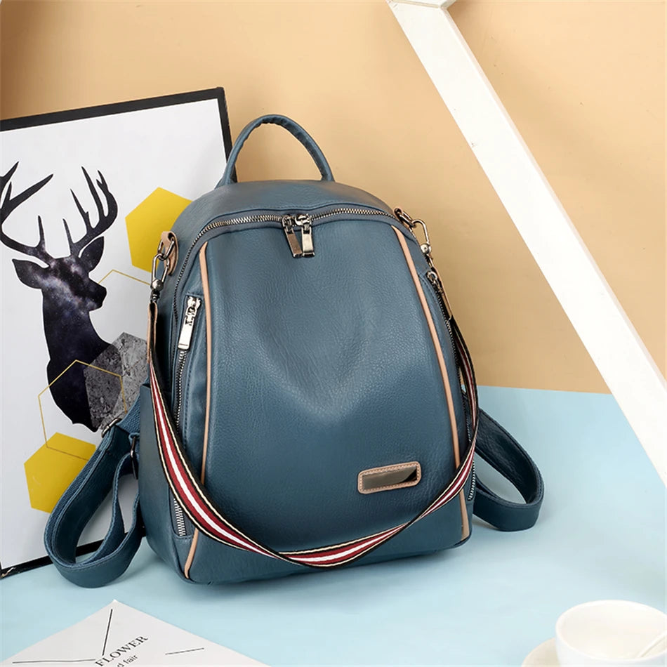 2021 Multifunction Women Backpack High Quality Leisure Rucksack Vintage Leather Mochilas Shoulder Bags Backpacks Fashion Daypack