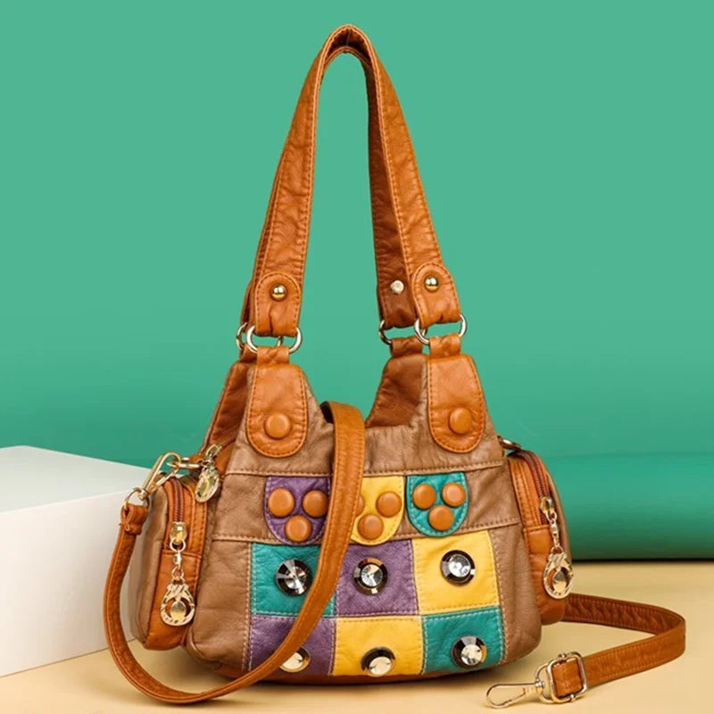 2021 New Designer Rivet Soft PU Leather Women Handbag Women Bags Luxury Female Shoulder Tote bag High Quality Lady Messenger Bag