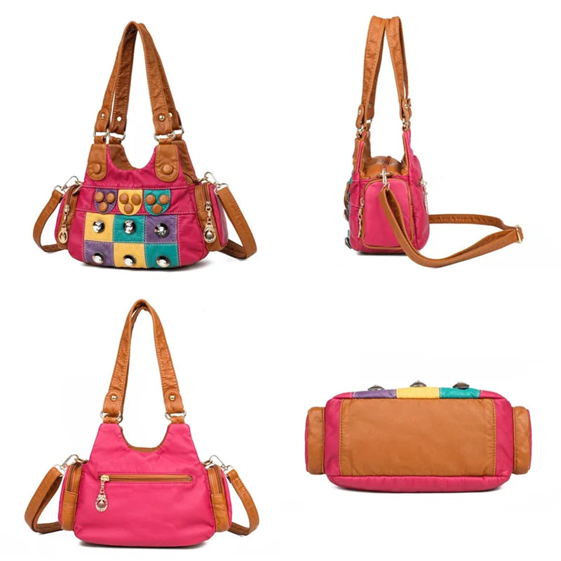 2021 New Designer Rivet Soft PU Leather Women Handbag Women Bags Luxury Female Shoulder Tote bag High Quality Lady Messenger Bag