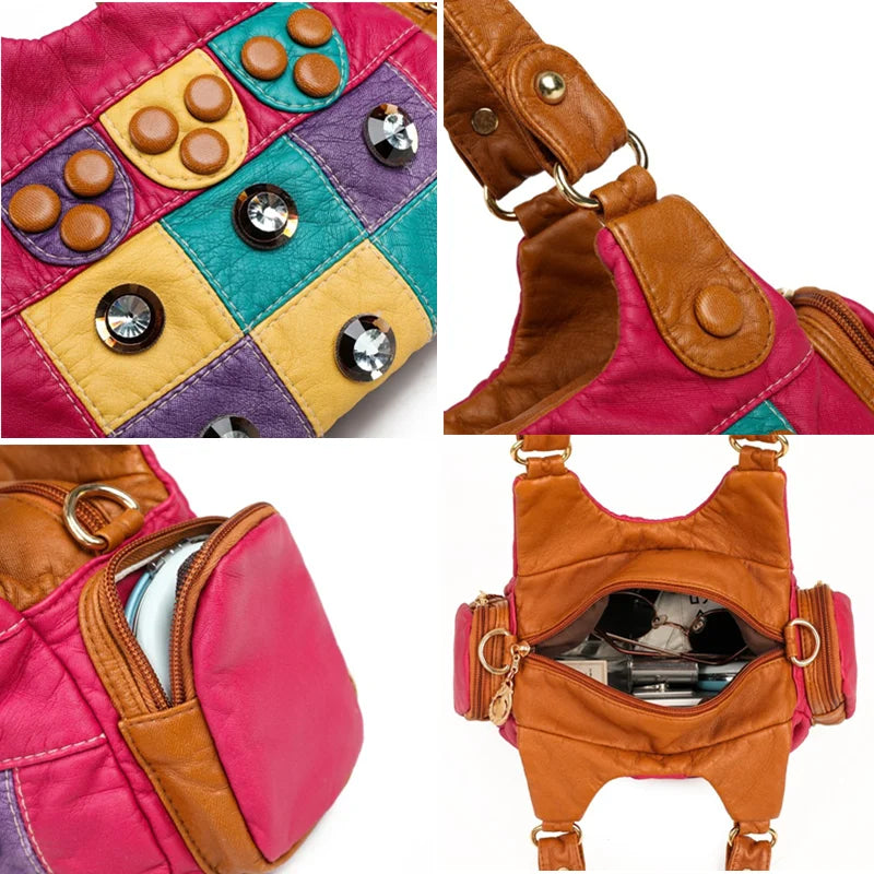 2021 New Designer Rivet Soft PU Leather Women Handbag Women Bags Luxury Female Shoulder Tote bag High Quality Lady Messenger Bag