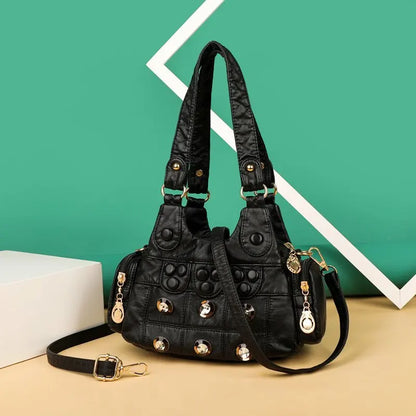 2021 New Designer Rivet Soft PU Leather Women Handbag Women Bags Luxury Female Shoulder Tote bag High Quality Lady Messenger Bag