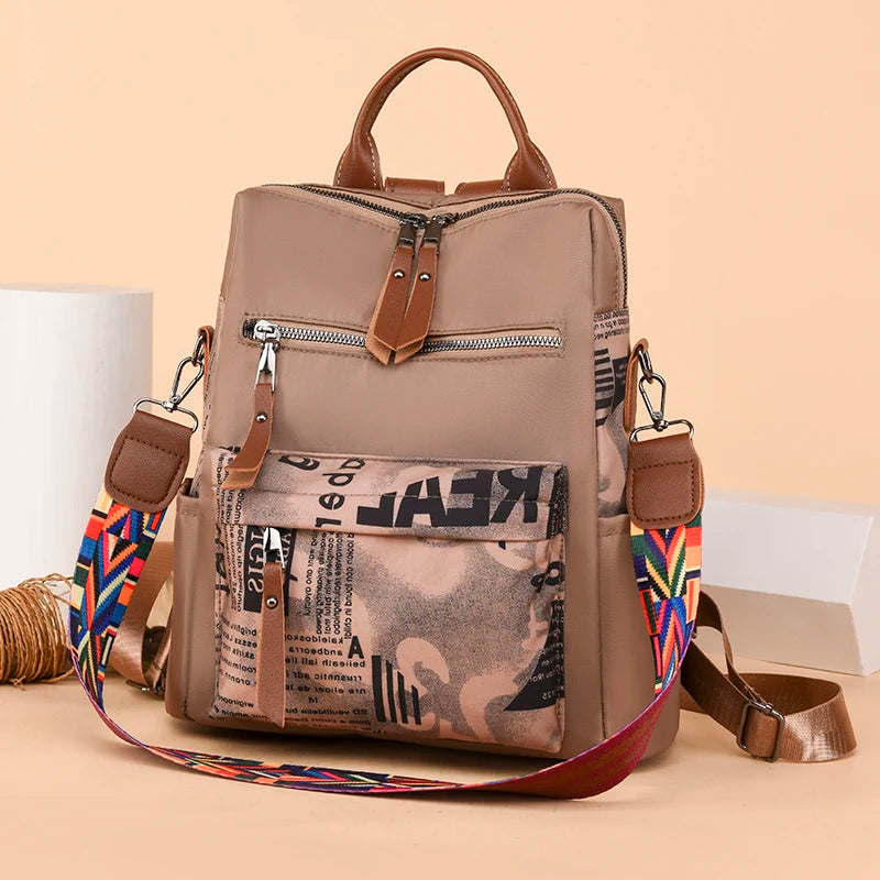 2021 New Luxury Designer Printed Backpack Waterproof Oxford Fabric Ladies Backpack Large Capacity Travel Bag