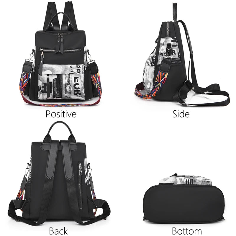 2021 New Luxury Designer Printed Backpack Waterproof Oxford Fabric Ladies Backpack Large Capacity Travel Bag