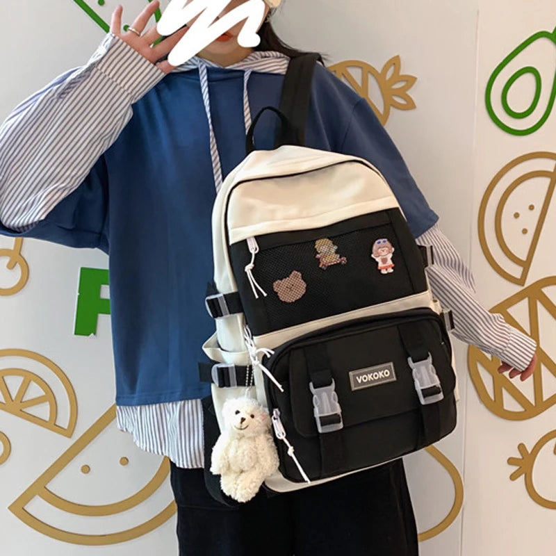 2021 New Waterproof Nylon Mochila School Backpack for Teenage Girls Large Capacity Double Shoulder Bagpack Backpacks Purse