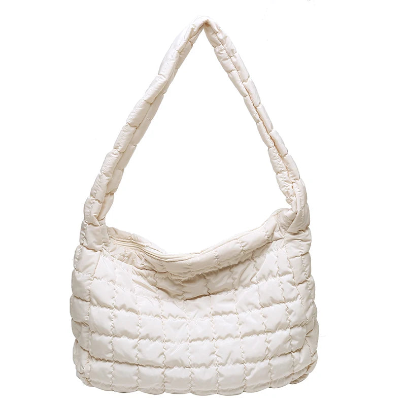 2021 New Winter Soft Down Fabric Shoulder Bag Branded Quality Women's Designer Big Capacity Underarm Pack Large Female Purses