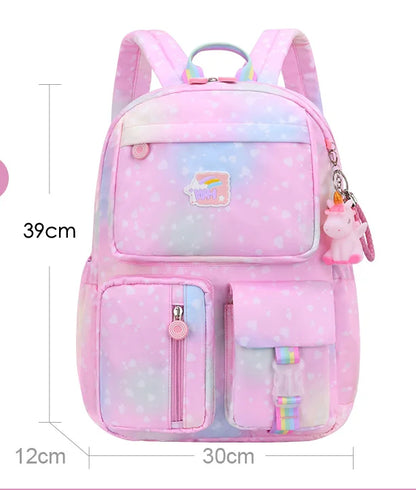 2021 Pony pendant rainbow shoulder strap school bag for teenagers girls Children waterproof backpacks kids schoolbags book bags