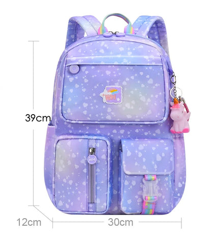 2021 Pony pendant rainbow shoulder strap school bag for teenagers girls Children waterproof backpacks kids schoolbags book bags