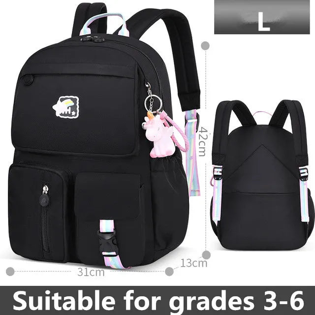 2021 Pony pendant rainbow shoulder strap school bag for teenagers girls Children waterproof backpacks kids schoolbags book bags