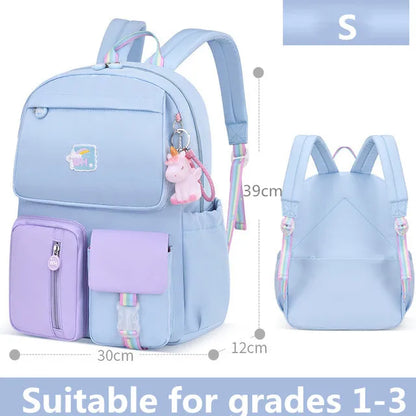 2021 Pony pendant rainbow shoulder strap school bag for teenagers girls Children waterproof backpacks kids schoolbags book bags