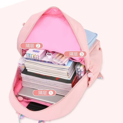 2021 Pony pendant rainbow shoulder strap school bag for teenagers girls Children waterproof backpacks kids schoolbags book bags