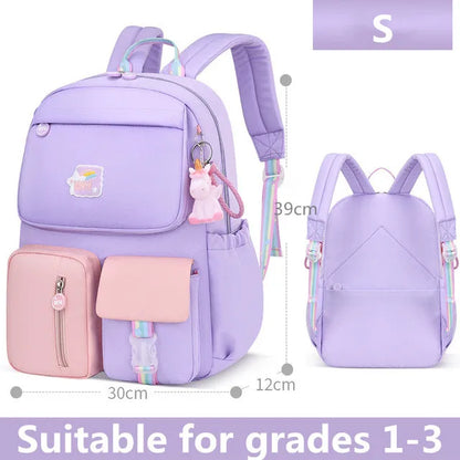 2021 Pony pendant rainbow shoulder strap school bag for teenagers girls Children waterproof backpacks kids schoolbags book bags