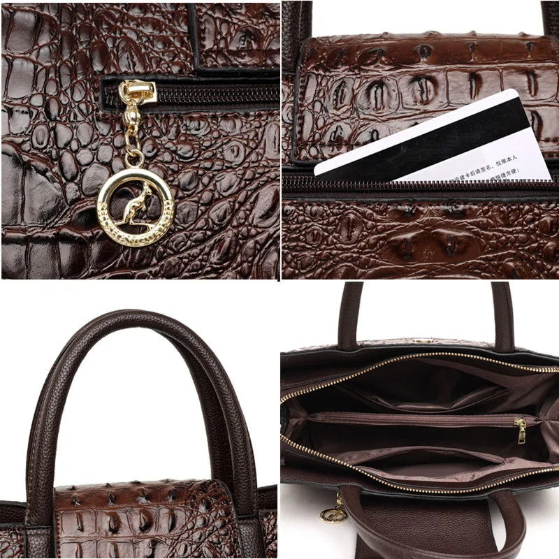 2021 Vintage Crocodile Luxury Leather Handbags Women Bags Designer Large Capacity Tote Purse Lady Shoulder Bag Brand Bags Luxury