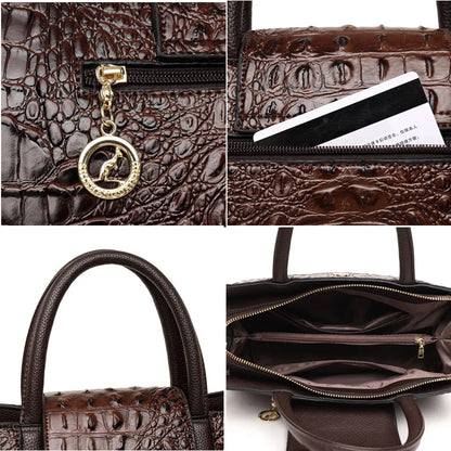 2021 Vintage Crocodile Luxury Leather Handbags Women Bags Designer Large Capacity Tote Purse Lady Shoulder Bag Brand Bags Luxury