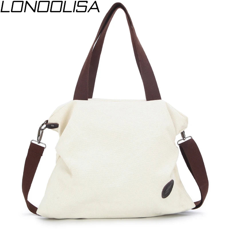2021 White Canvas Beach Bag Women Shopping Shoulder Bag Casual Travel Tote Girls Female School Bags for Teenage Girls Sac A Main