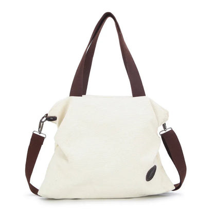 2021 White Canvas Beach Bag Women Shopping Shoulder Bag Casual Travel Tote Girls Female School Bags for Teenage Girls Sac A Main