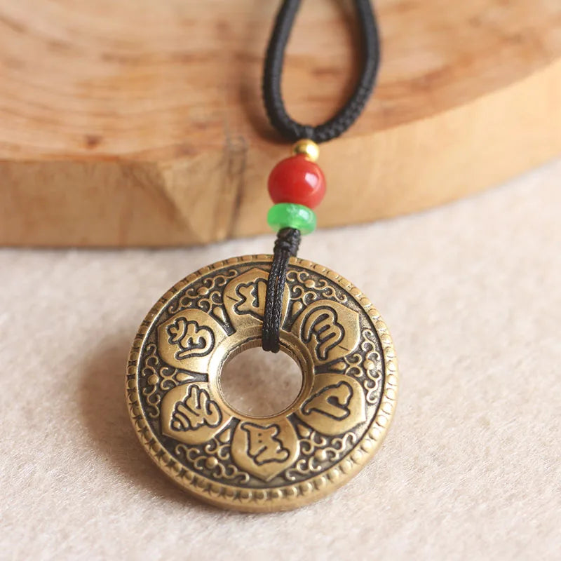 2022 Asia Tibet Thailand Temple master Mantra safety Good luck Buddha Amulet copper Pendant all-powerful talisman