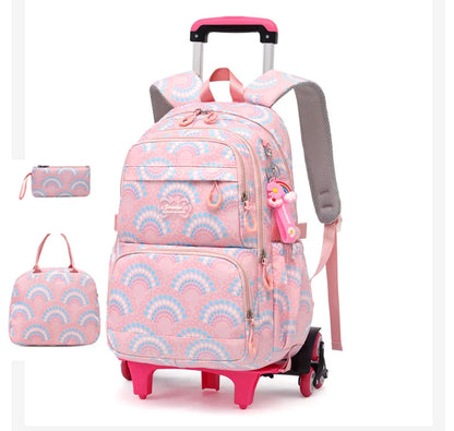 2022 Backpack with Wheels for Girls Lightweight Rolling Backpacks 3Pcs Set 16 Inch Kids Roller Backpack for School Travel Bags
