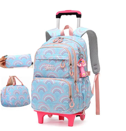 2022 Backpack with Wheels for Girls Lightweight Rolling Backpacks 3Pcs Set 16 Inch Kids Roller Backpack for School Travel Bags